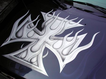 ghost flames and tribal maltese cross